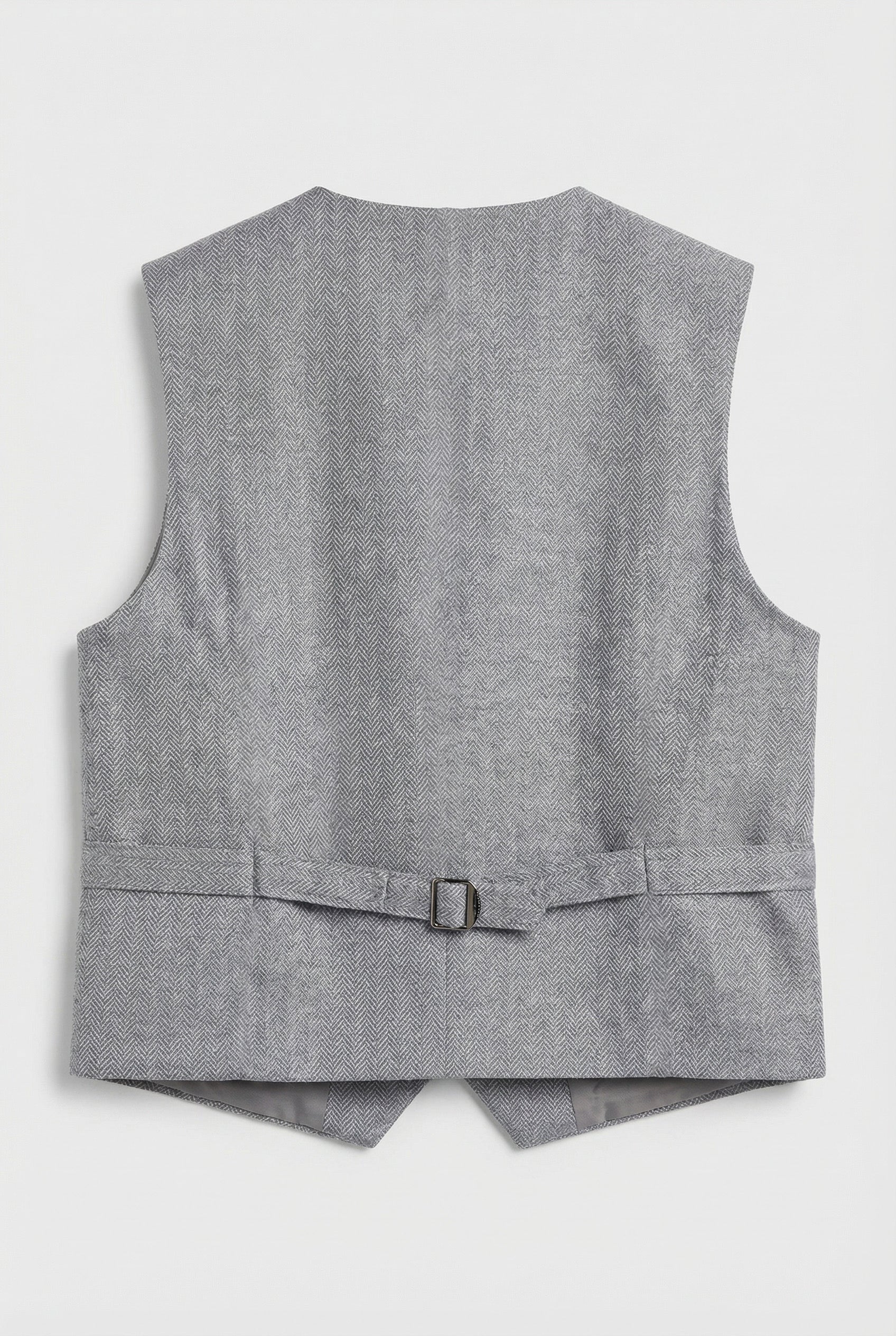 Men’s Tweed Herringbone Waistcoat - Grey - Image 5