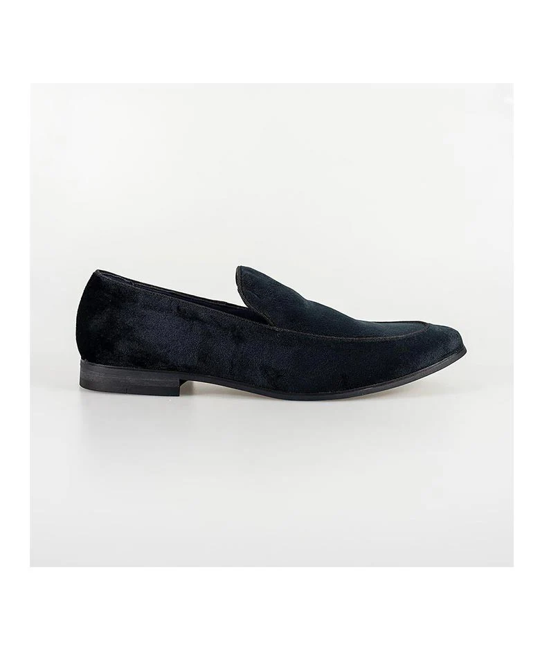 Men's Italian Couture Velvet Slip On Loafer - MILAN - Black - Image 3