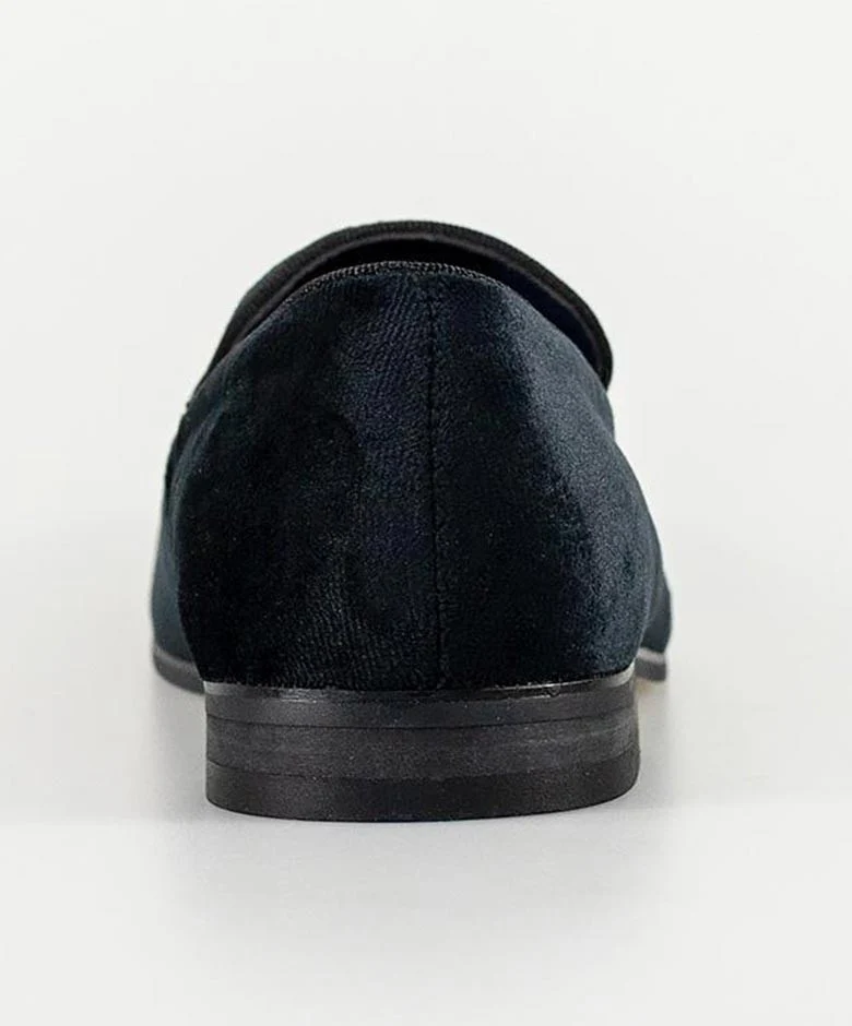 Men's Italian Couture Velvet Slip On Loafer - MILAN - Black - Image 4