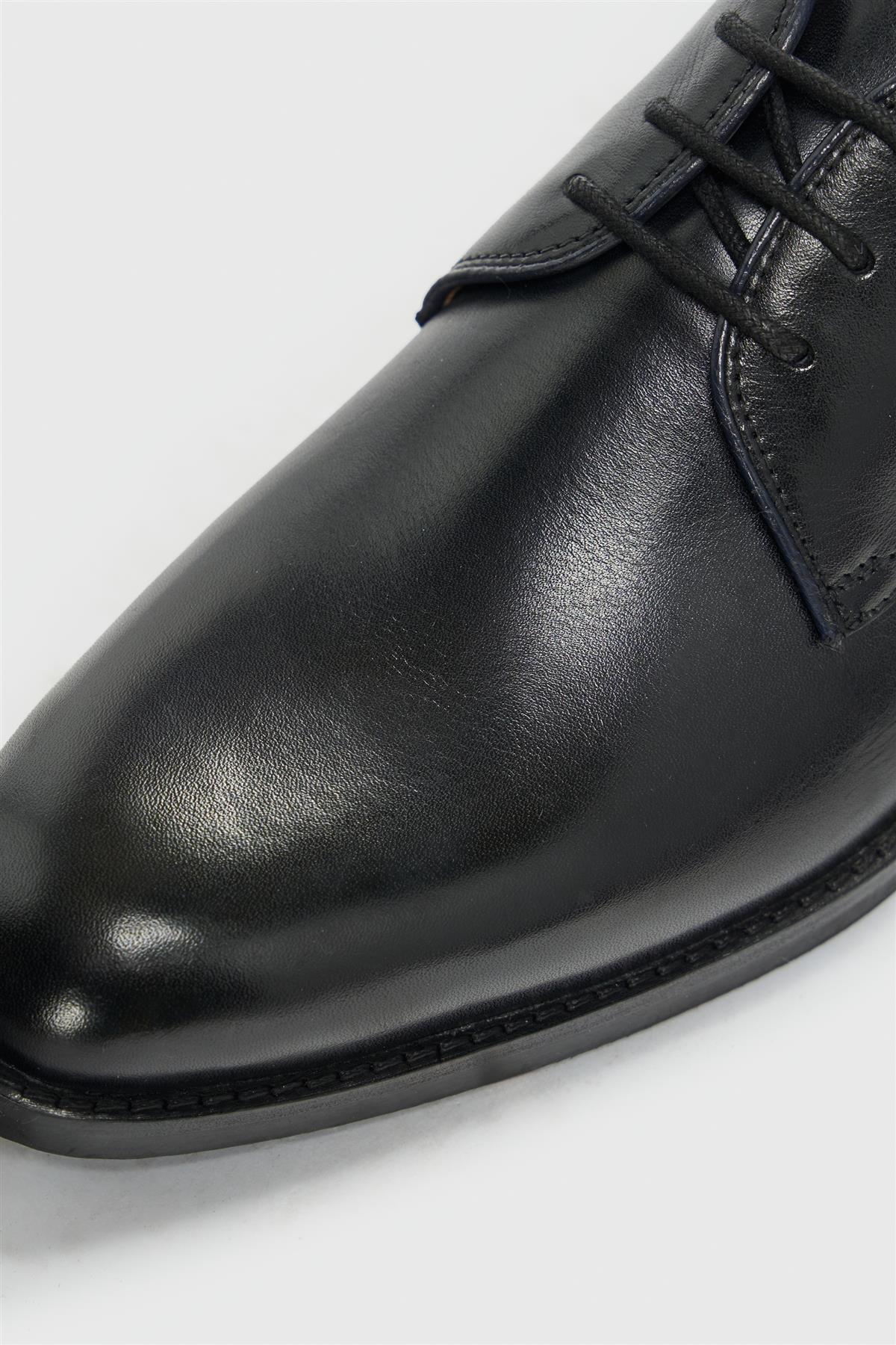 Men’s Leather Lace Up Derby Dress Shoes - Taylor - Black - Image 4