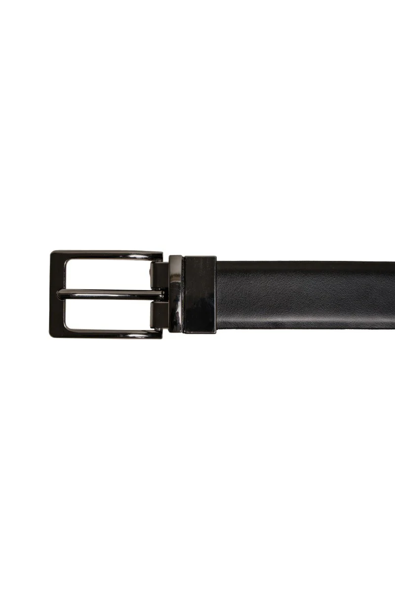 Men's Leather Reversible Black Belt - Black - Image 2