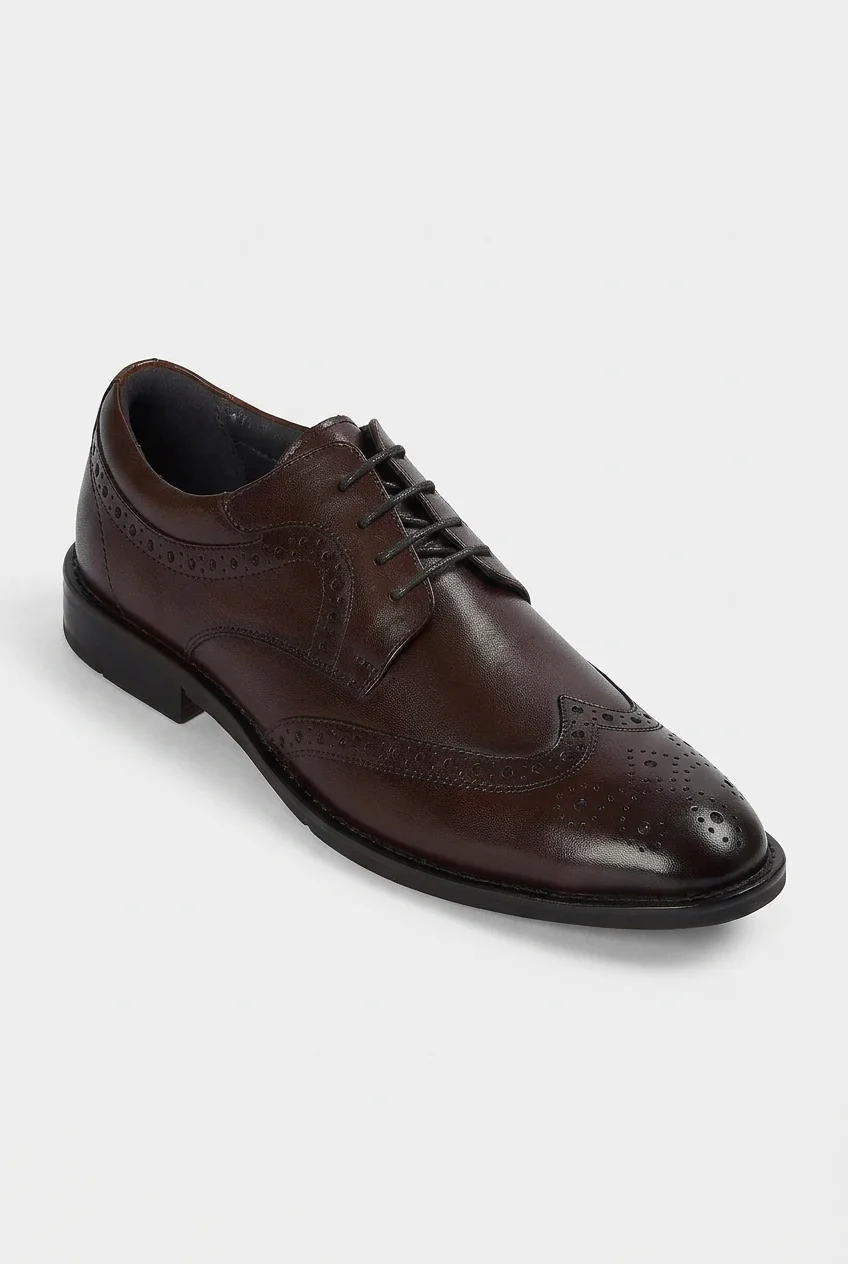 Men’s Leather Wingtip Brogue Derby Dress Shoes - Cambridge - Brown