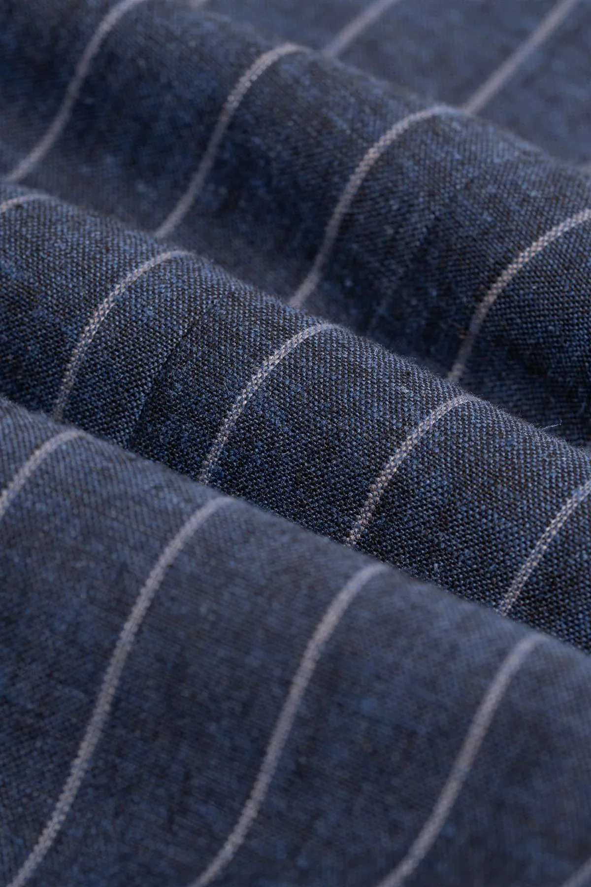 Men’s Linen Pinstripe Blazer with Patch Pockets - Piero - Navy Blue - Image 6