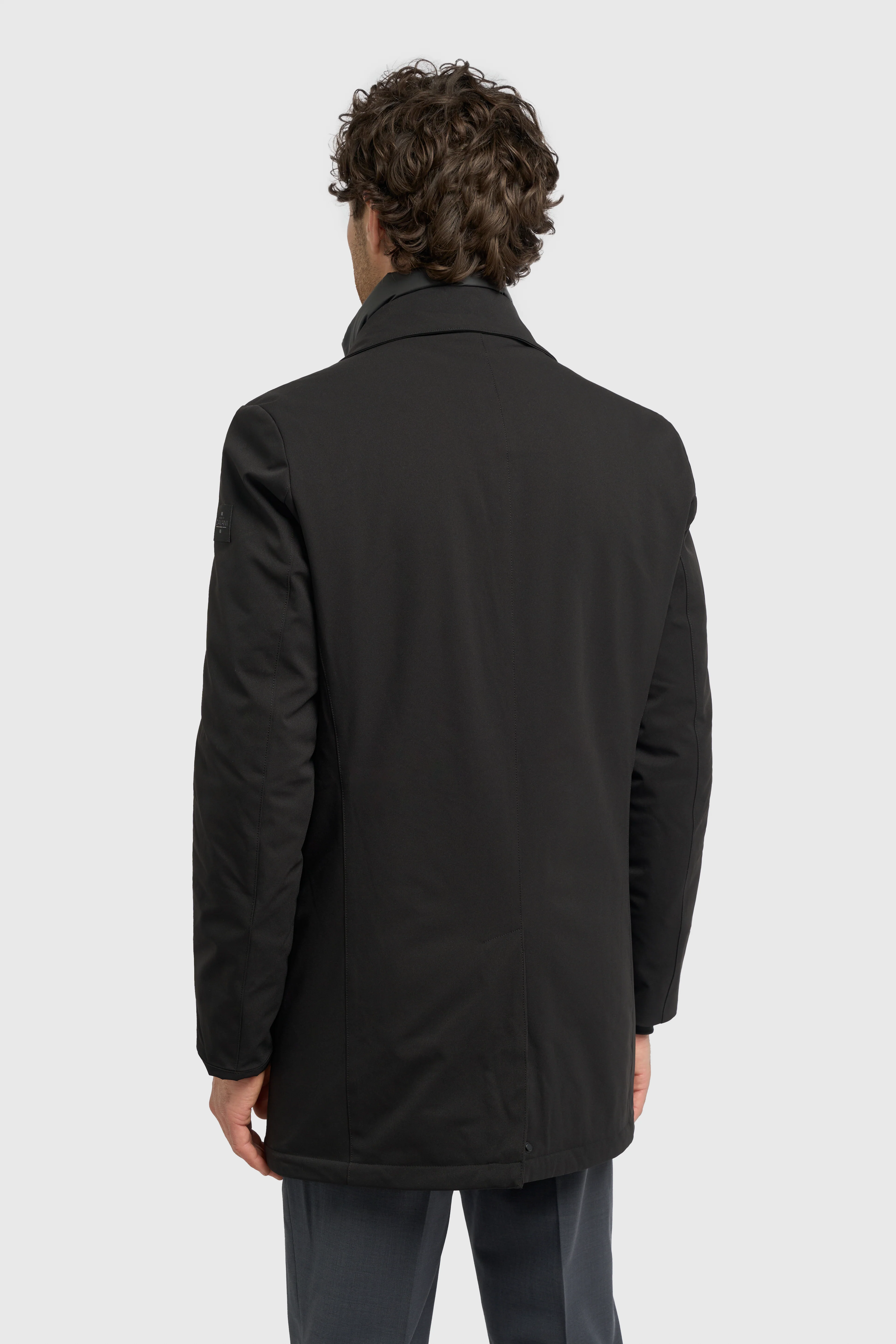 Men’s Long Padded Overcoat - Heston - Black - Image 3