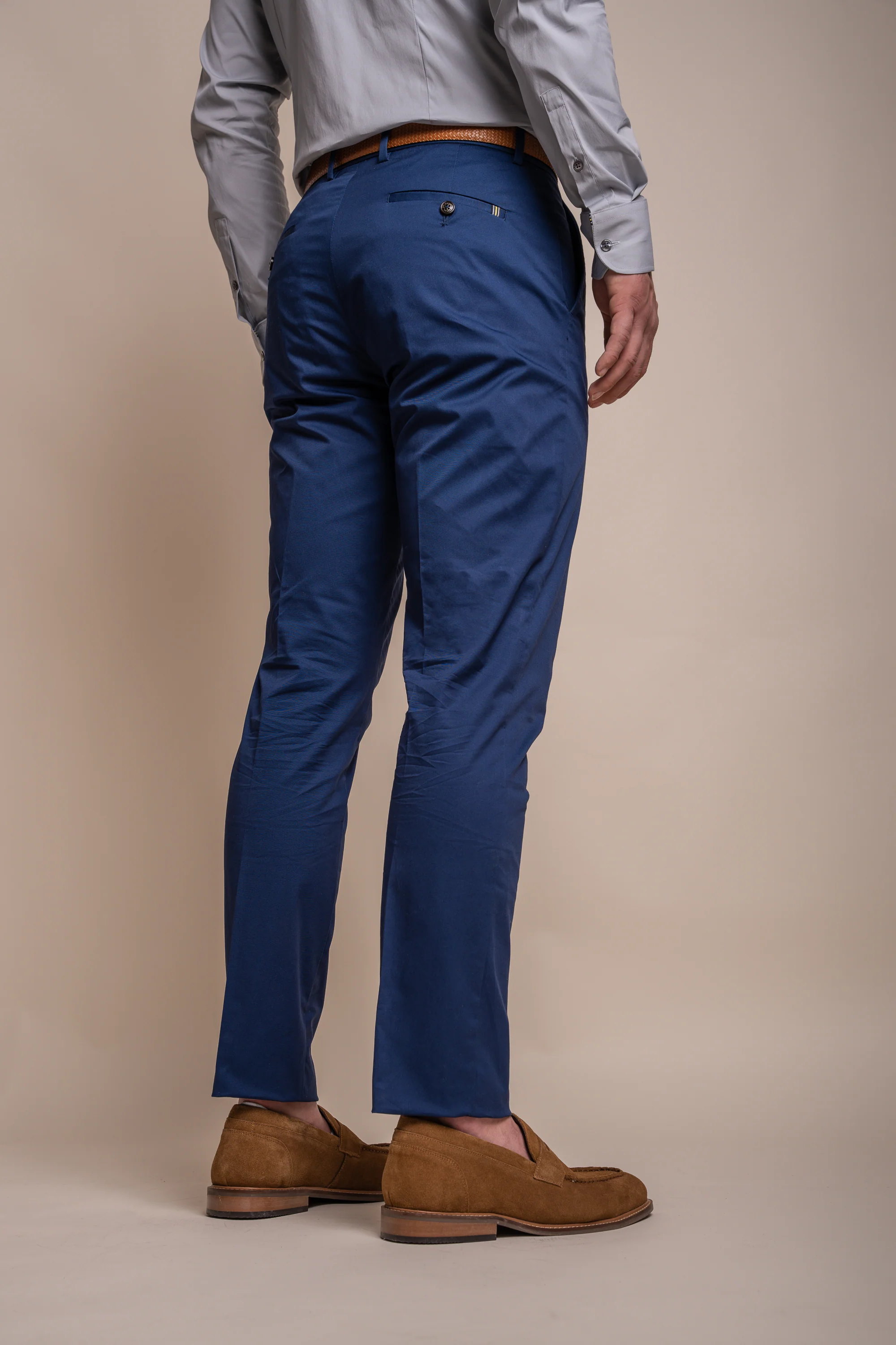 Men's Cotton Slim Fit Formal Trousers - MARIO - Electric Blue - Image 3