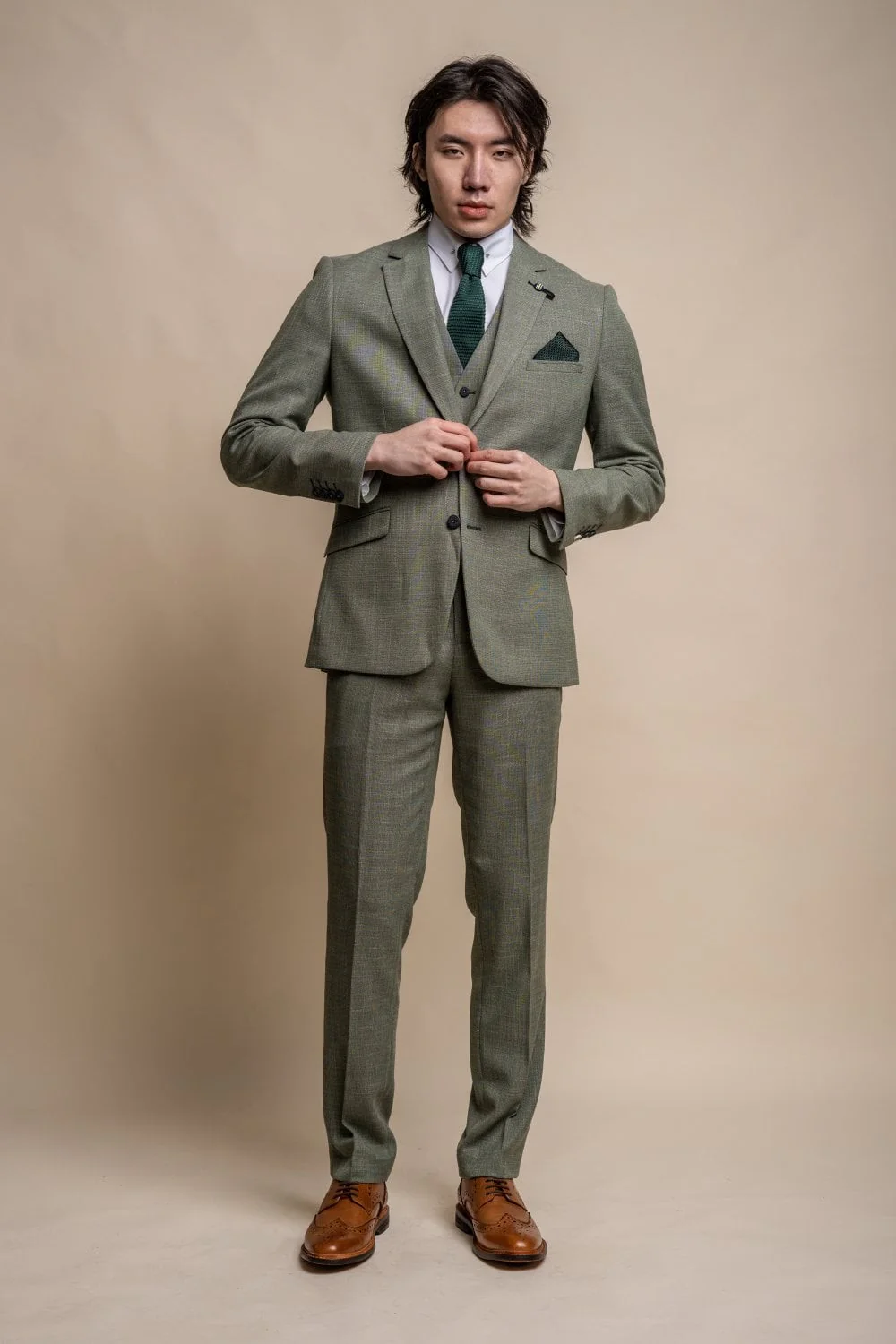 Men's Slim Fit Suit Jacket - MIAMI - Sage Green - Image 2