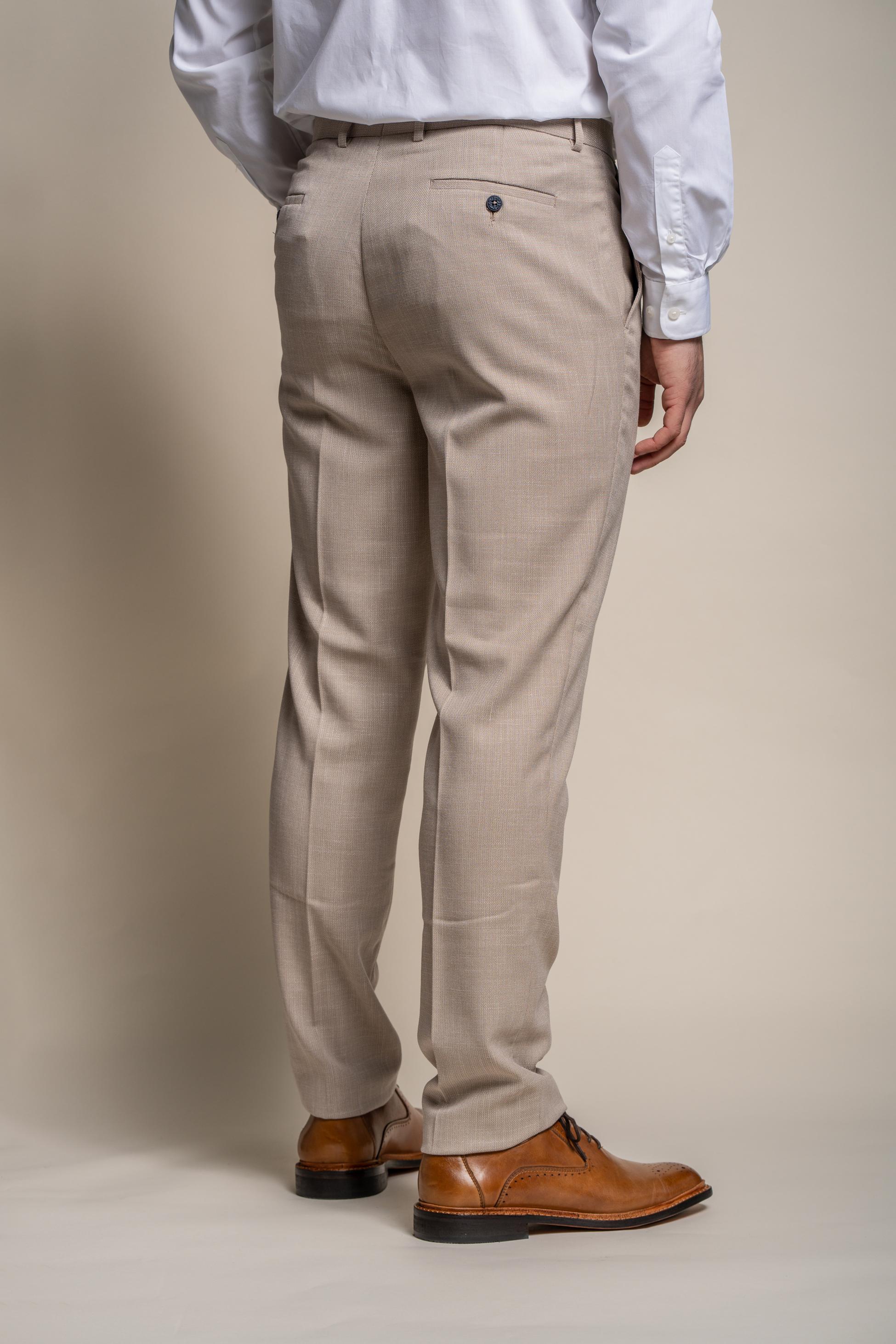 Men's Slim Fit Formal Trousers - MIAMI - Beige - Image 2