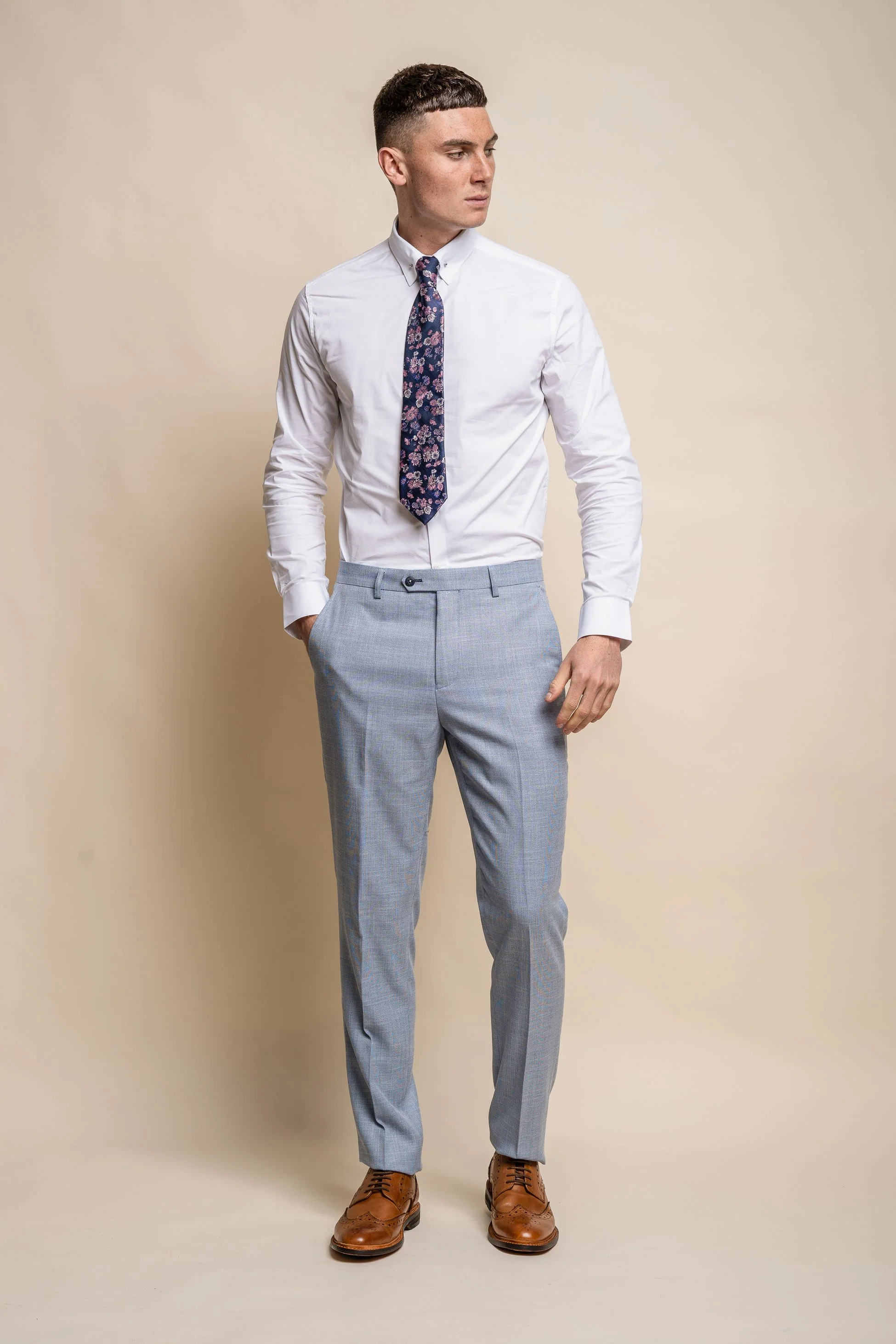Men's Slim Fit Formal Trousers - MIAMI - Sky Blue - Image 2