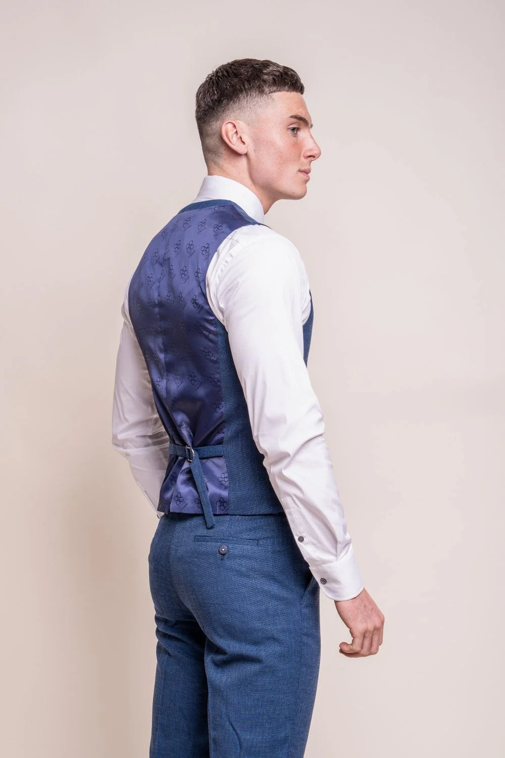 Men's Slim Fit Formal Waistcoat- MIAMI - Blue - Image 3