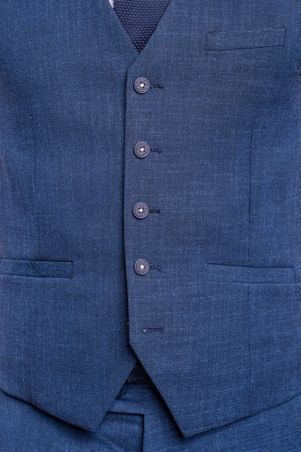 Men's Slim Fit Formal Waistcoat- MIAMI - Blue - Image 4
