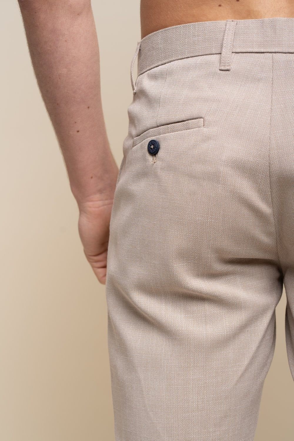 Men's Mid Rise Slim Fit Shorts- MIAMI - Beige - Image 5