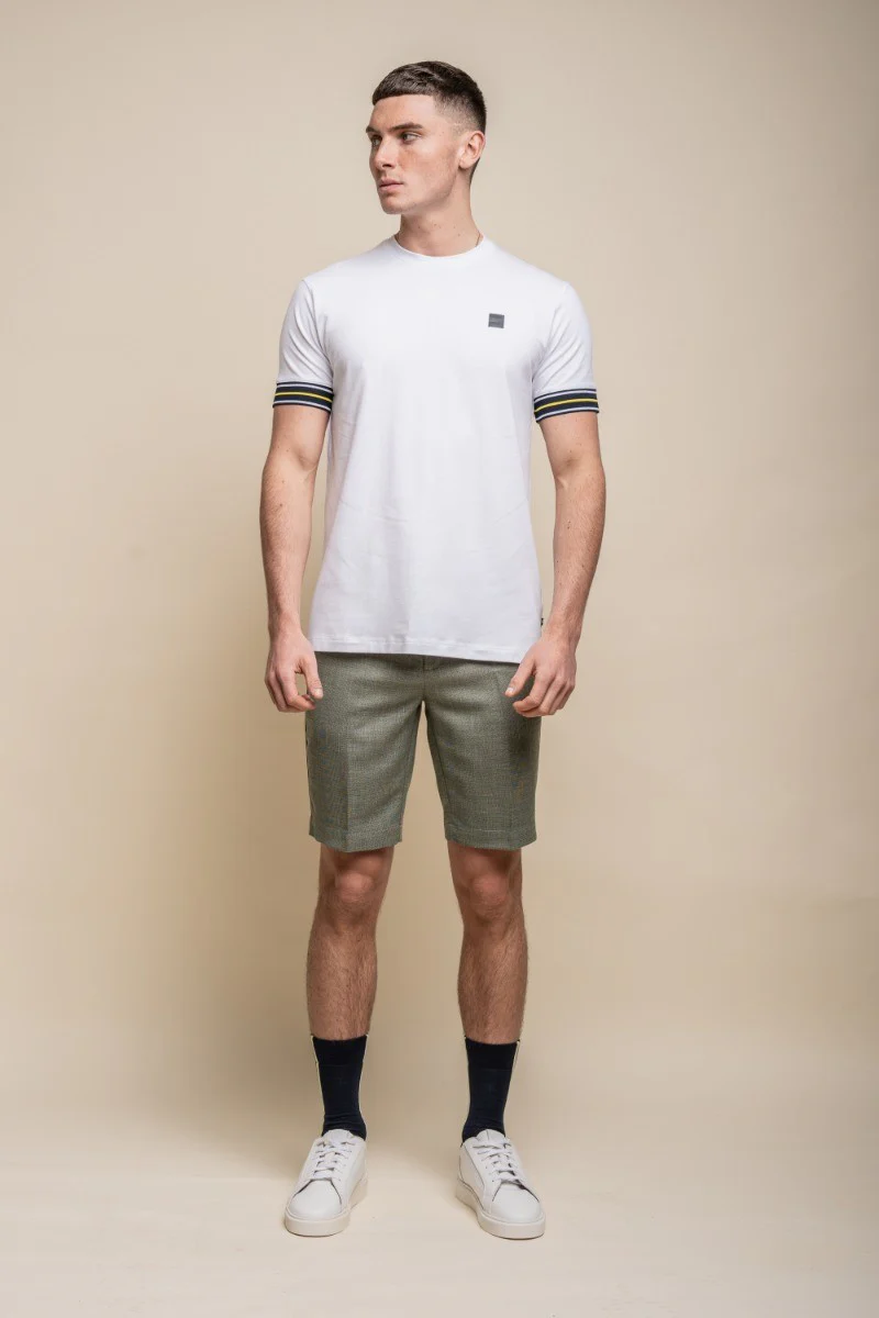 Men's Mid Rise Slim Fit Shorts- MIAMI - Sage Green - Image 2
