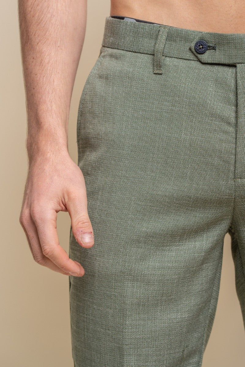 Men's Mid Rise Slim Fit Shorts- MIAMI - Sage Green - Image 4