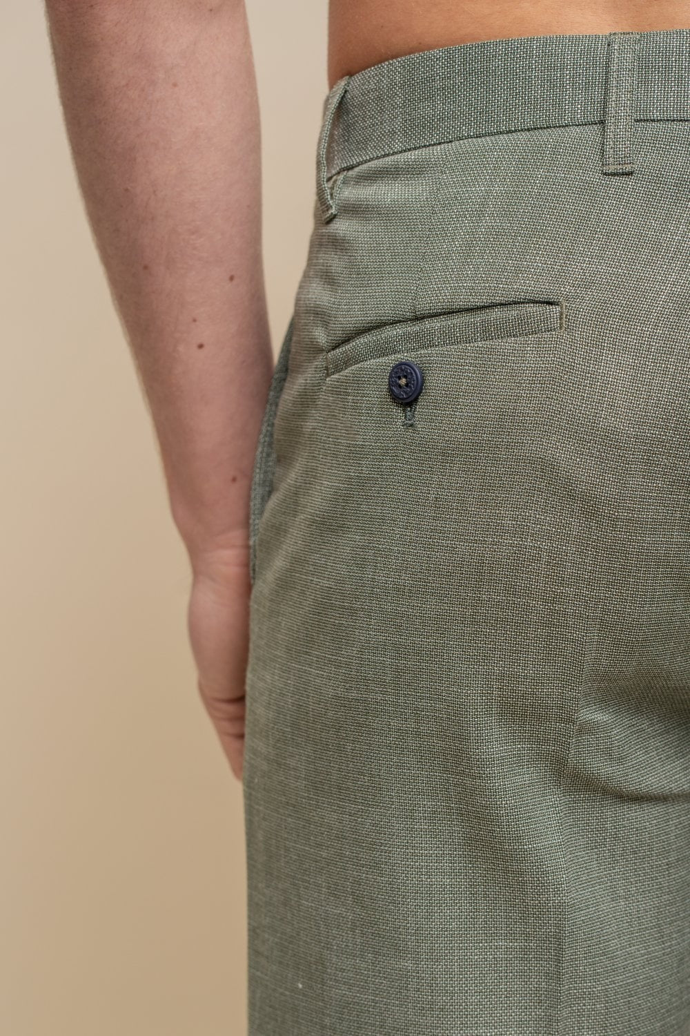 Men's Mid Rise Slim Fit Shorts- MIAMI - Sage Green - Image 5