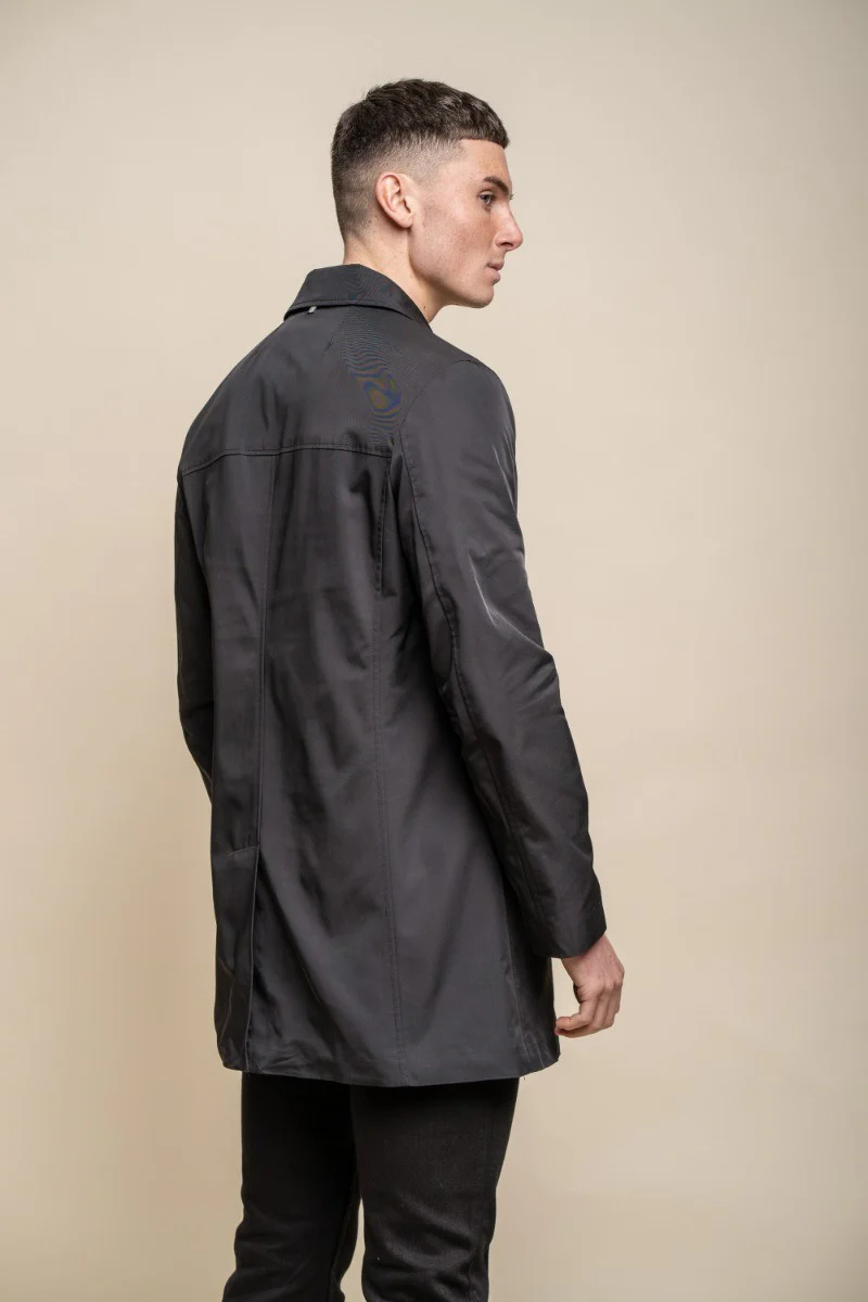 Men's Mid-Length Lightweight Casual Coat - BARRACUDA - Black - Image 6