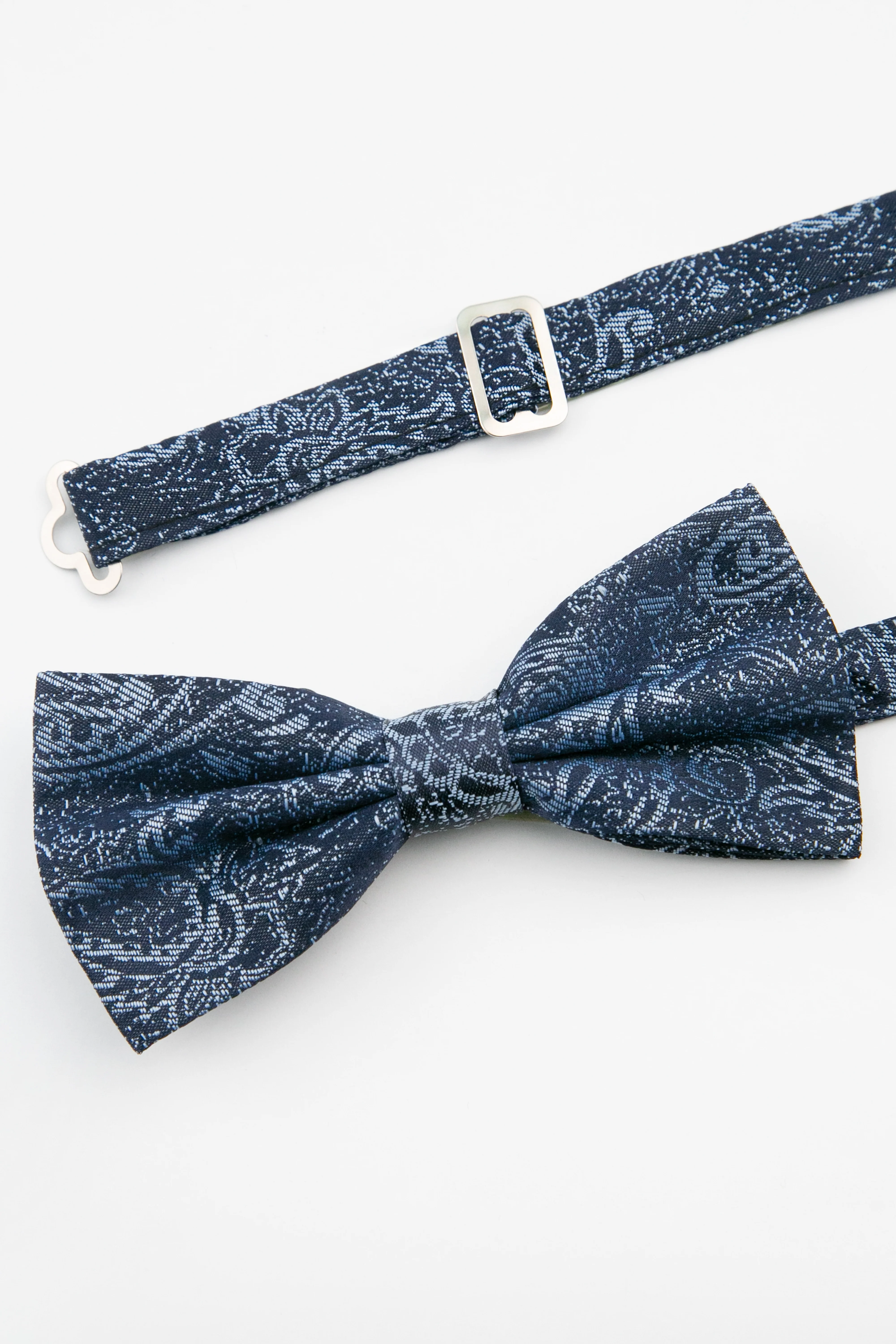 Men’s Paisley Pre-Tied Dickie Bow Tie - Navy blue - Image 2