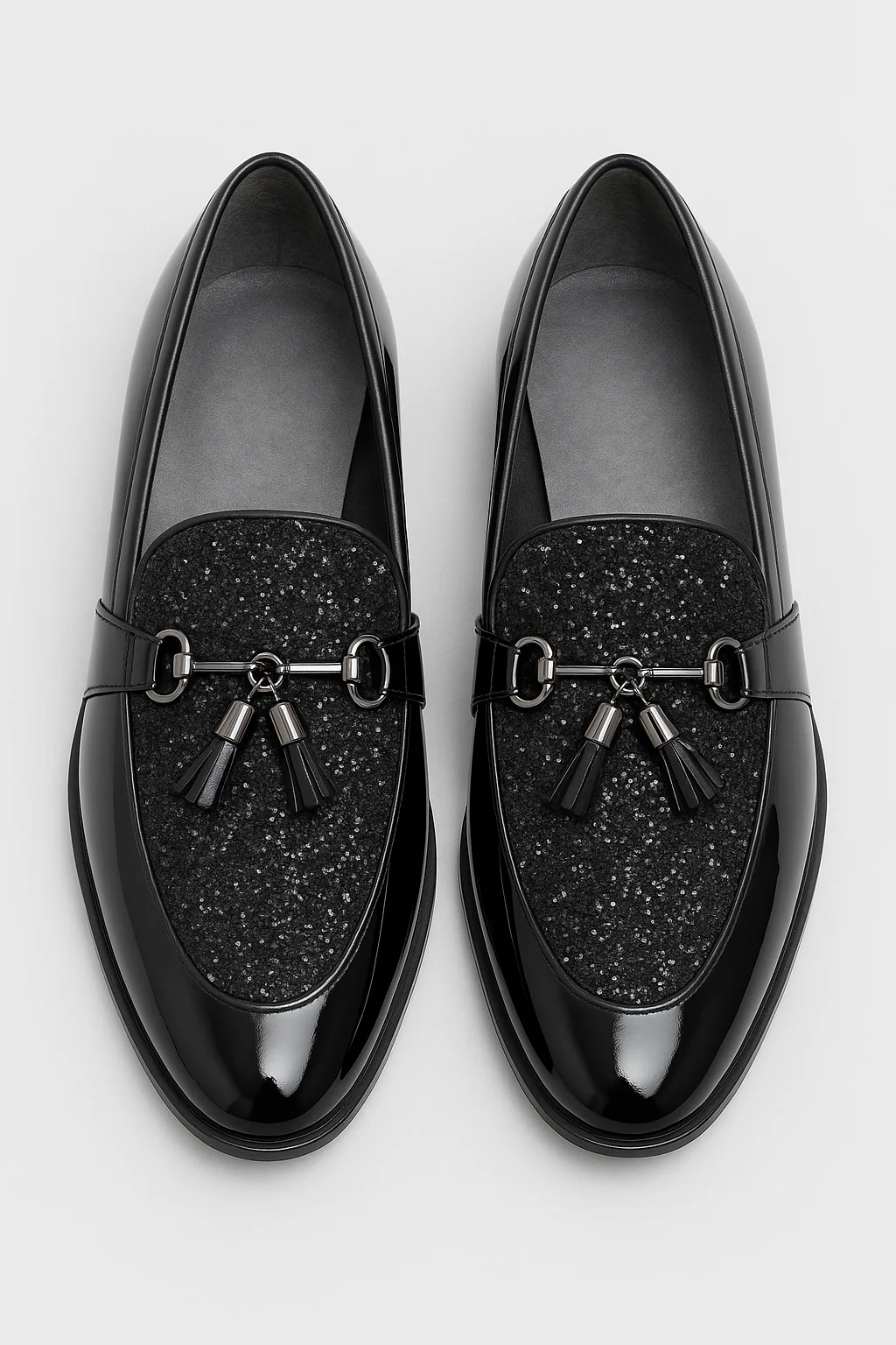 Men’s Patent Glitter Loafer Dress Shoes - SAVOY - Black - Image 2