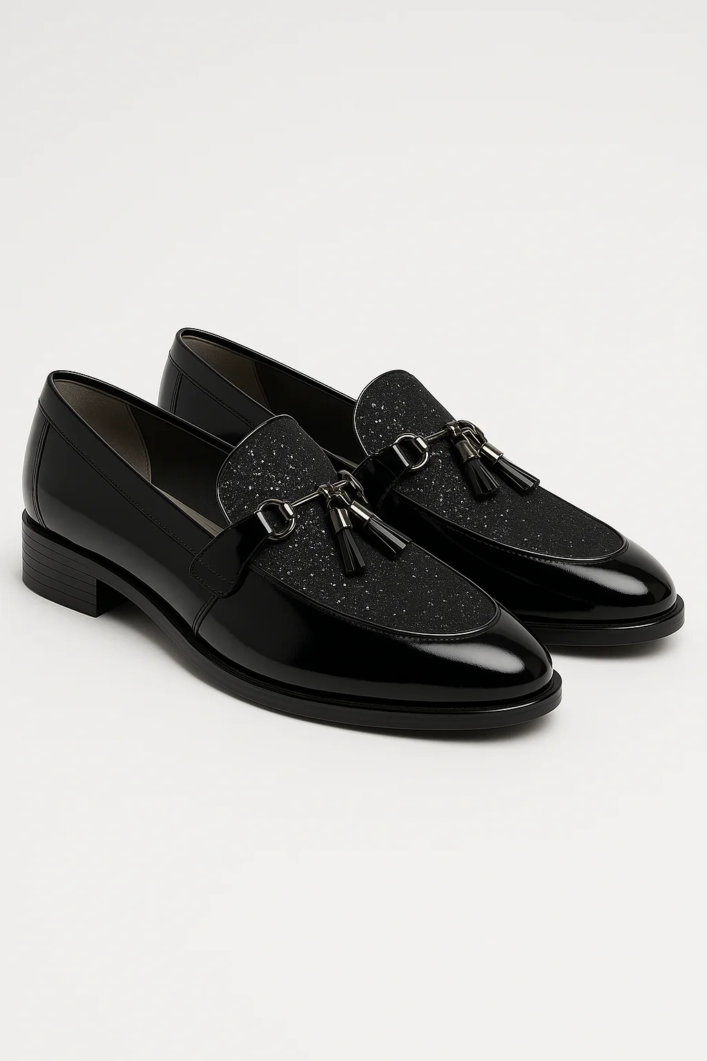 Men’s Patent Glitter Loafer Dress Shoes - SAVOY - Black - Image 3