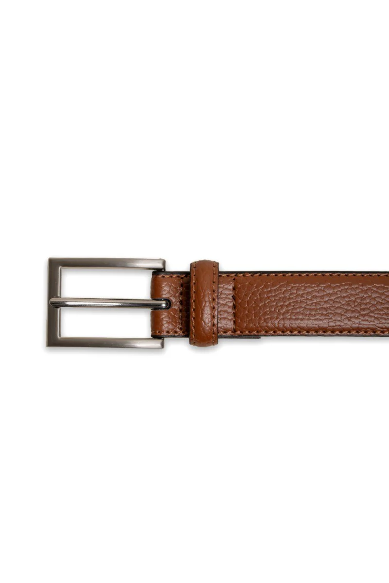Men's Patent Leather Dress Belt - Tan Brown - Image 2