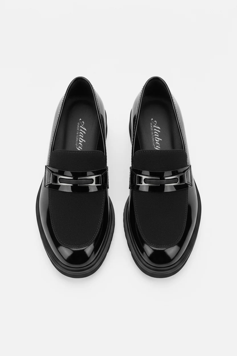 Men’s Patent & Suede Loafer Dress Shoes - MAYFAIR - Black - Image 2