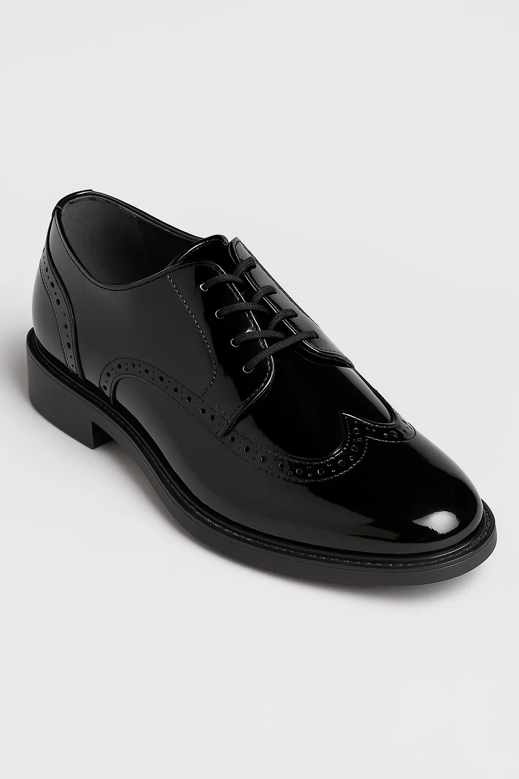 Men’s Patent Wingtip Brogue Derby Dress Shoes - Duke - Black