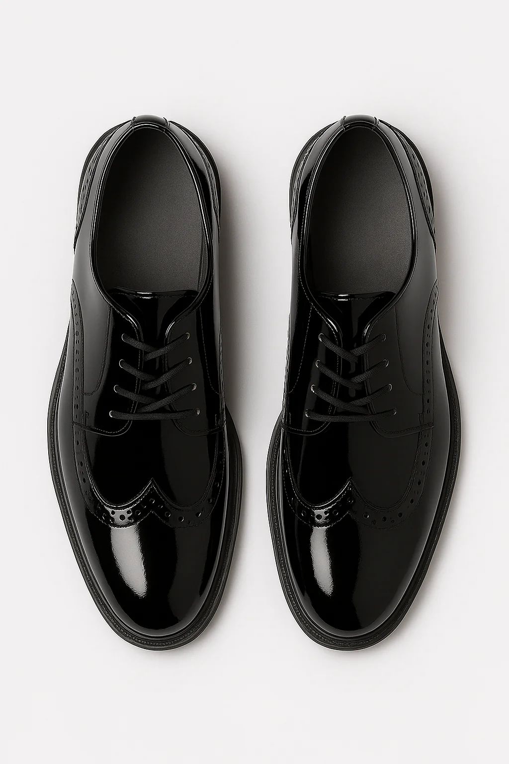 Men’s Patent Wingtip Brogue Derby Dress Shoes - Duke - Black - Image 2