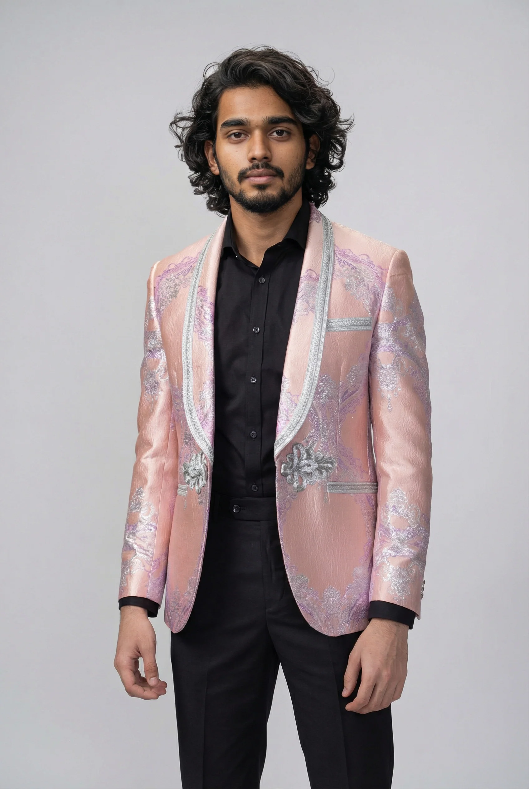 Men’s Pink & Silver Tuxedo Blazer -  HUDSON - Image 4
