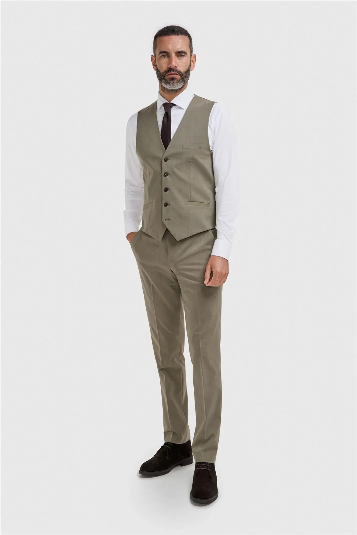 Men’s Premium Twill Waistcoat - Donatella - Sage Green - Image 2