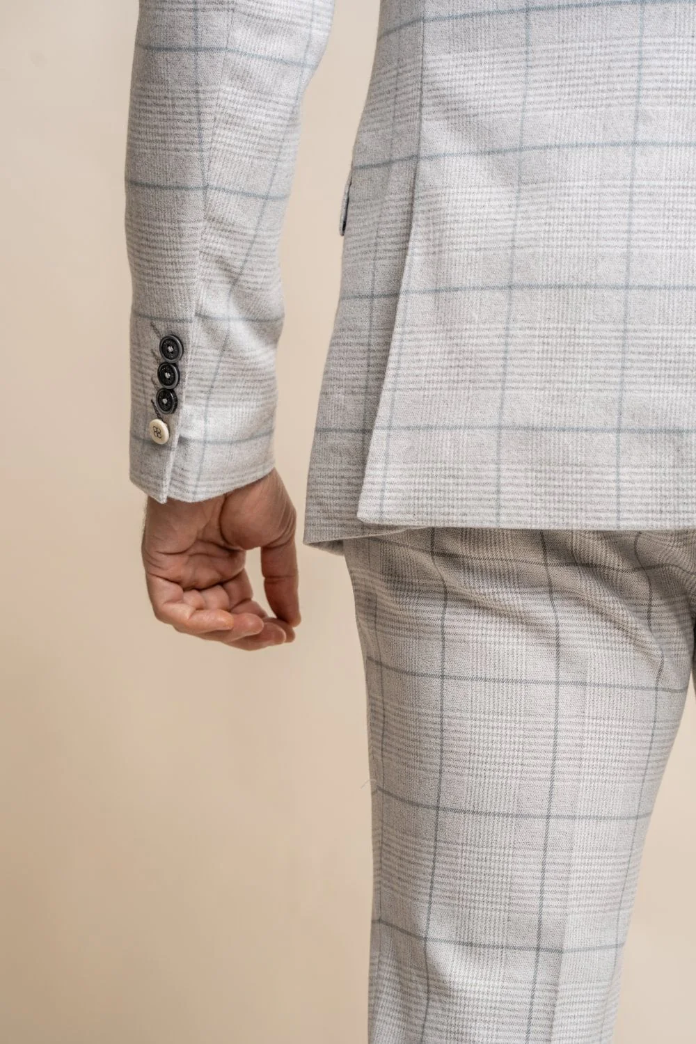 Men's Retro Check Grey Suit Jacket - RADIKA - Light Grey - Image 6