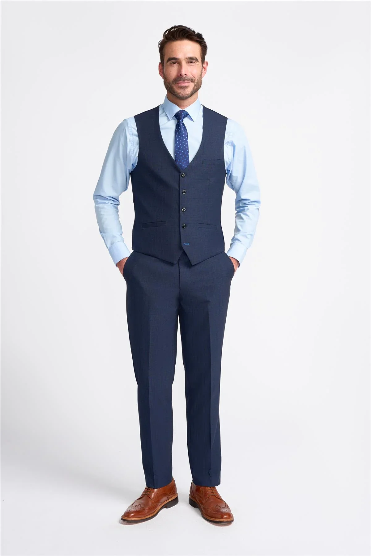 Men's Slim Fit Navy Suit - SEEBA - Navy Blue - Image 6