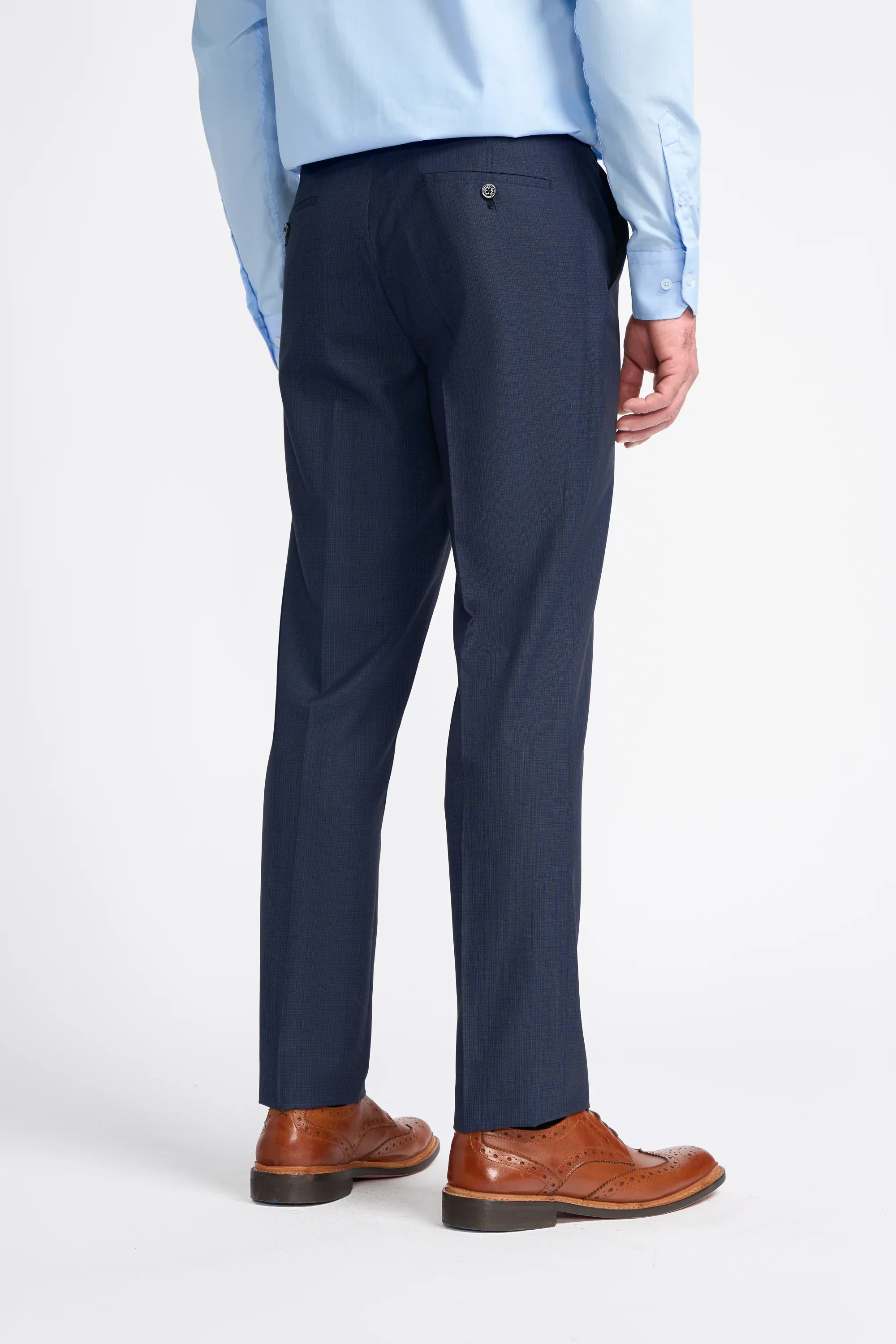 Men's Slim Fit Navy Trousers - SEEBA - Navy Blue - Image 3