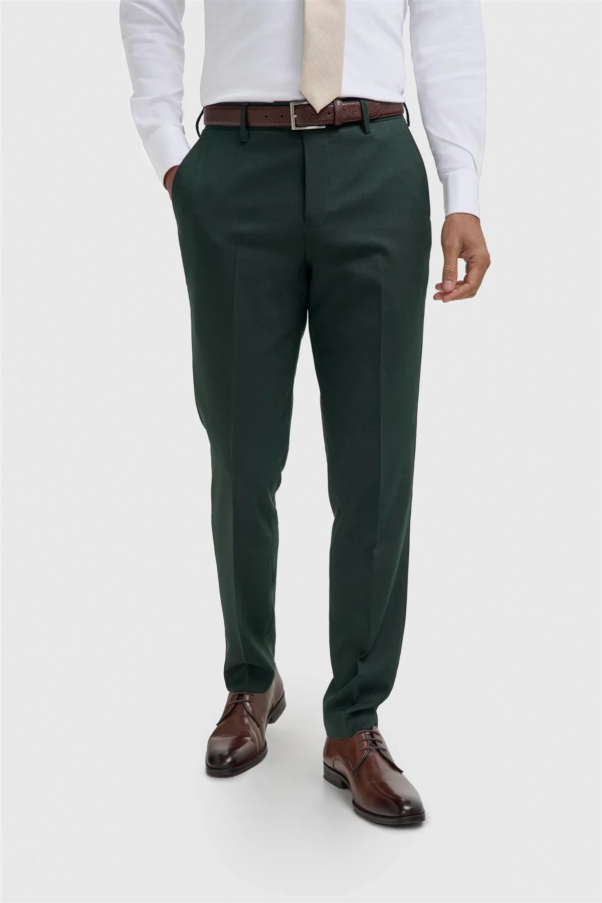 Men’s Slim Fit Formal Dress Trousers - Malibu - Forest Green