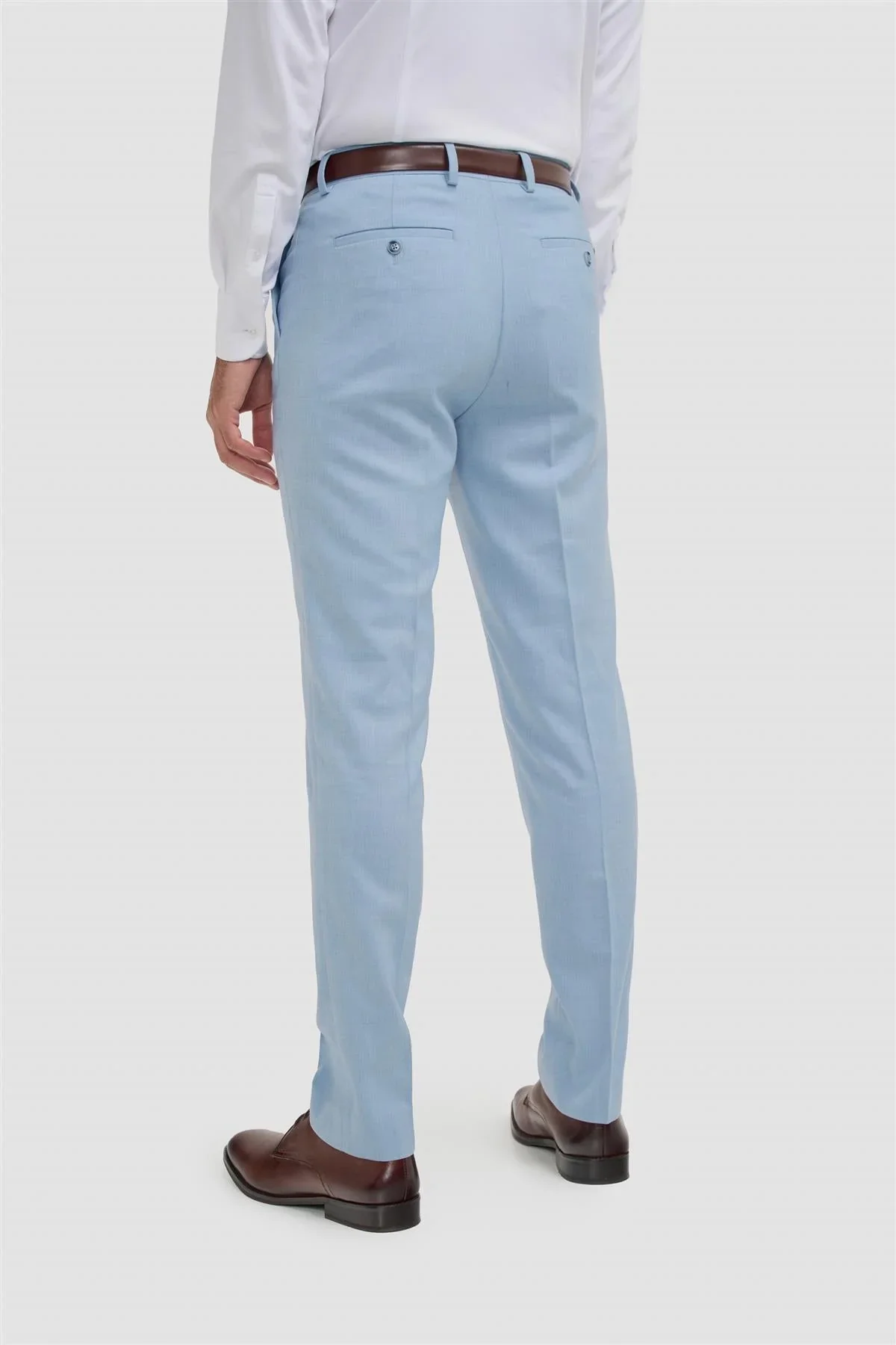 Men’s Slim Fit Formal Dress Trousers - Malibu - Sky Blue - Image 3