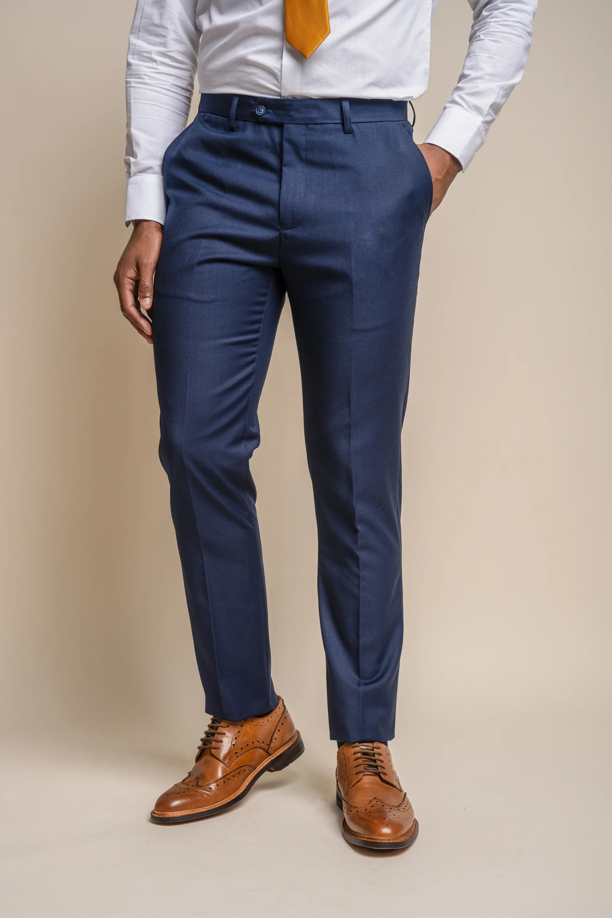 Men's Navy Blue Trousers Slim Fit - JEFFERSON - Navy Blue
