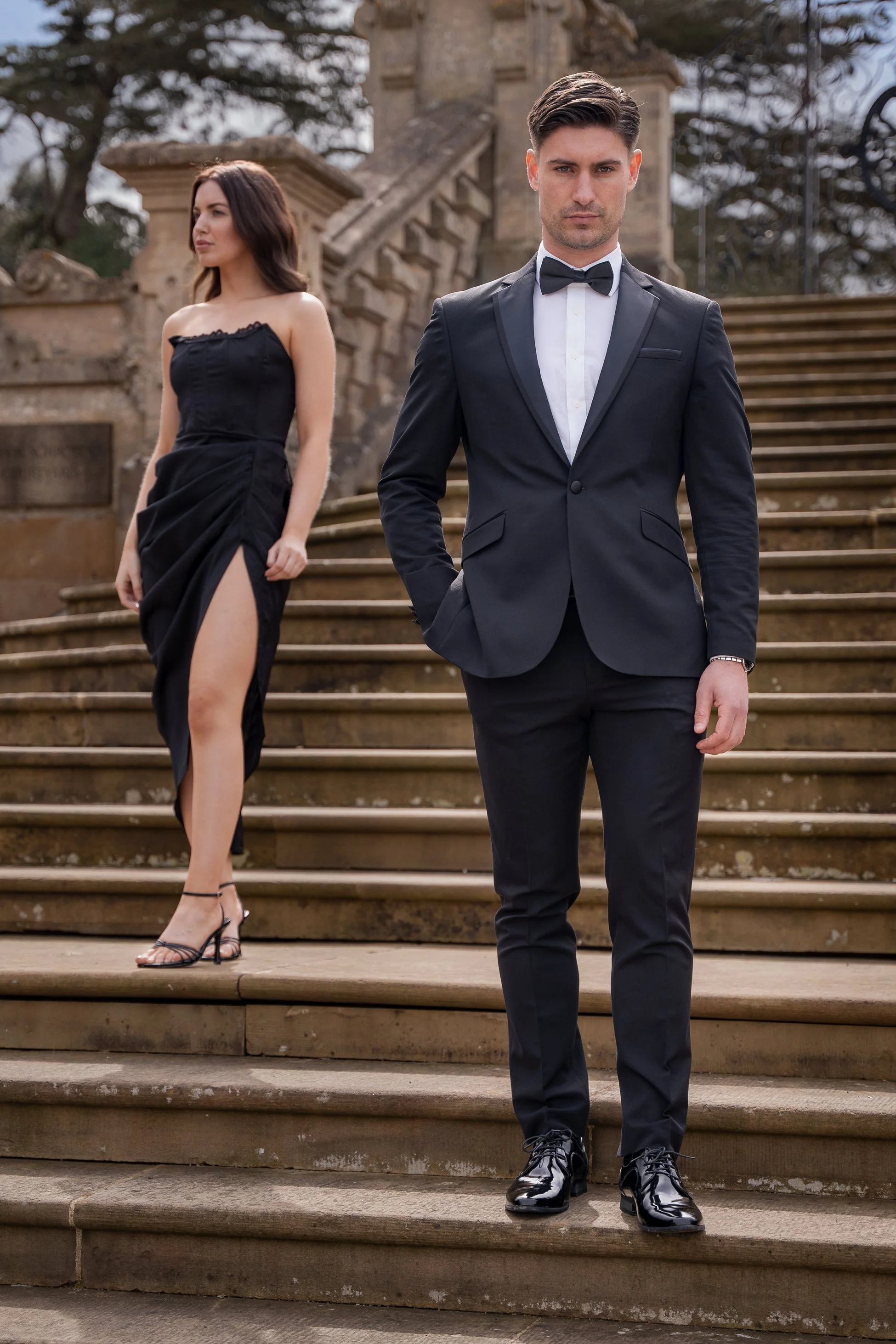Men's Slim Fit Tuxedo Black Suit - Black - Image 9