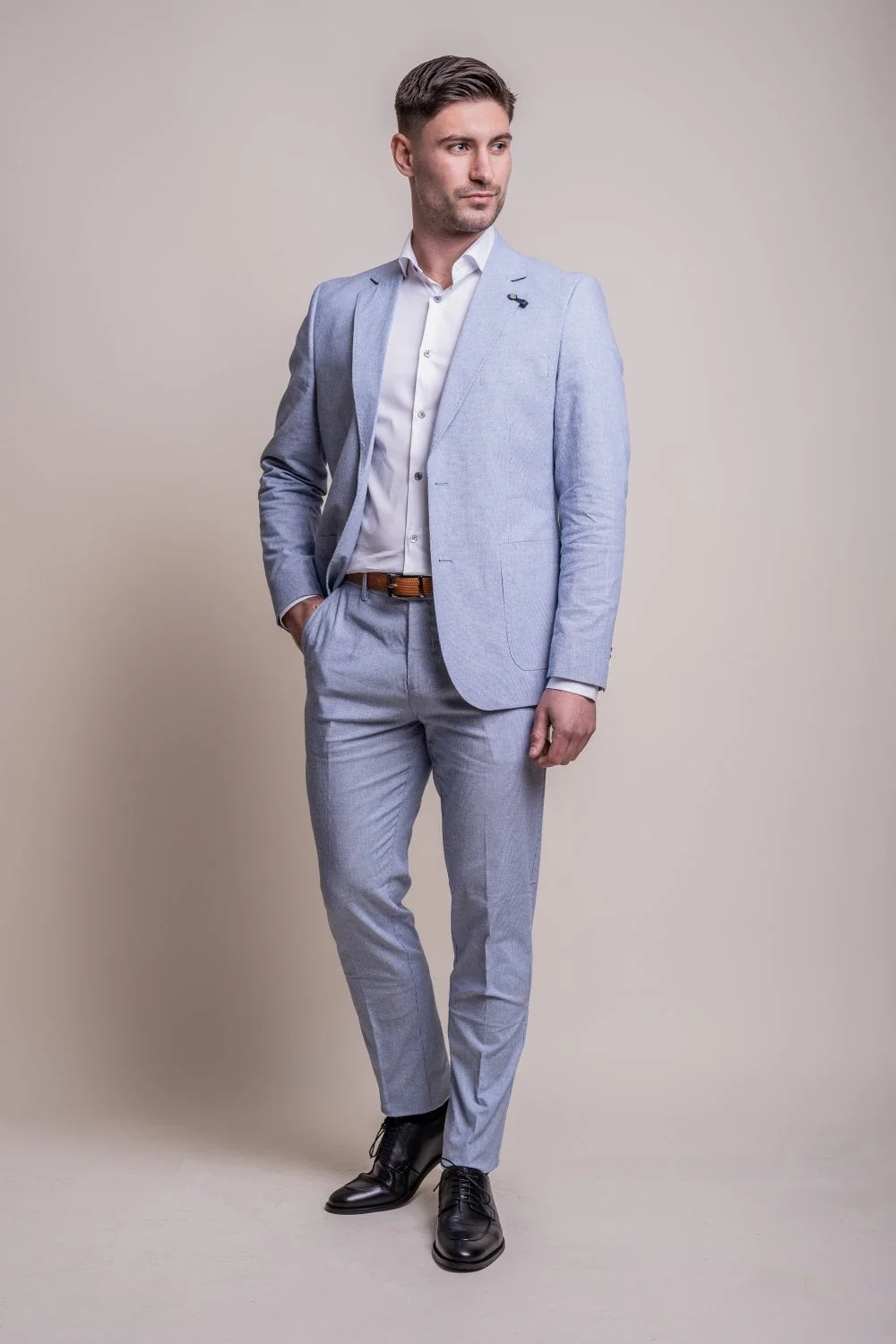 Men's Slim Fit Textured Suit - FREDRIK Blue - Blue - Image 2