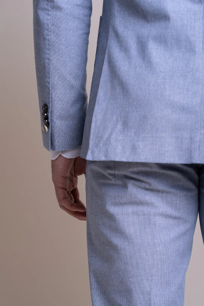 Men's Slim Fit Textured Suit Jacket - FREDRIK Blue - Blue - Image 4