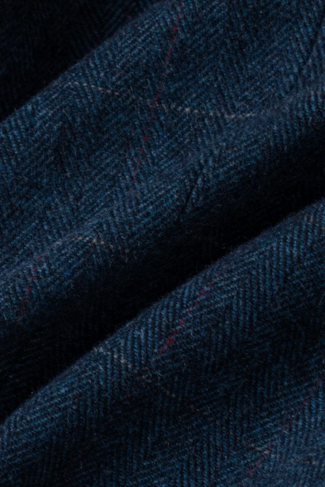 Men's Slim Fit Herringbone Tweed Trousers - CARNEGI - Blue - Image 5