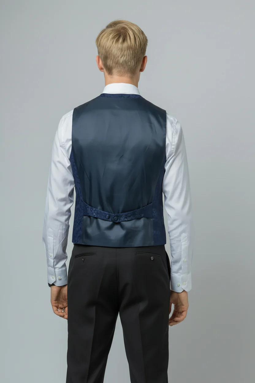 Men's Slim Fit Patterned Suit - THOMAS - Navy Blue - Image 6