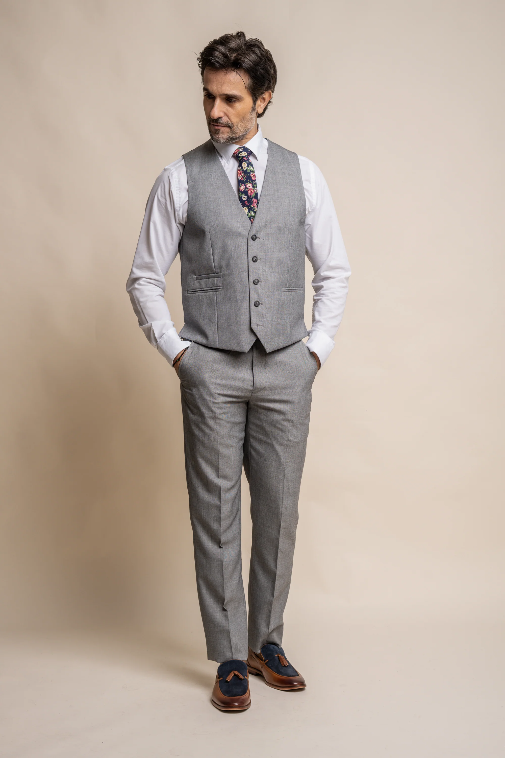 Men's Slim Fit Suit - REEGAN - Light Grey - Image 6