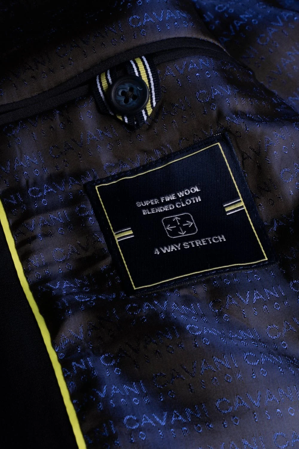 Men's Wool Blend Slim Fit Suit Jacket- BOND - Midnight Blue - Image 7