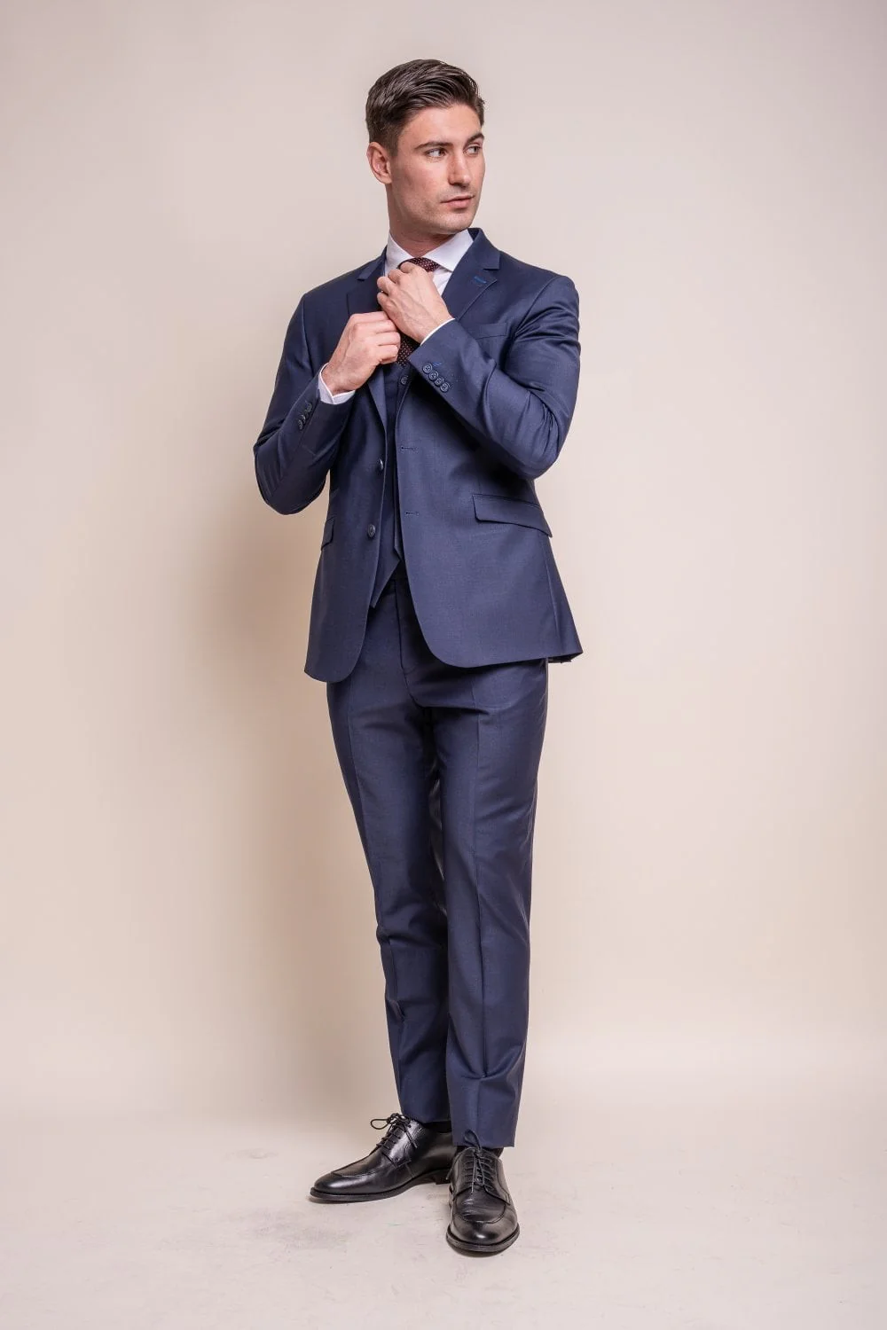 Men's Wool Blend Slim Fit Suit Jacket- BOND - Navy - Image 2