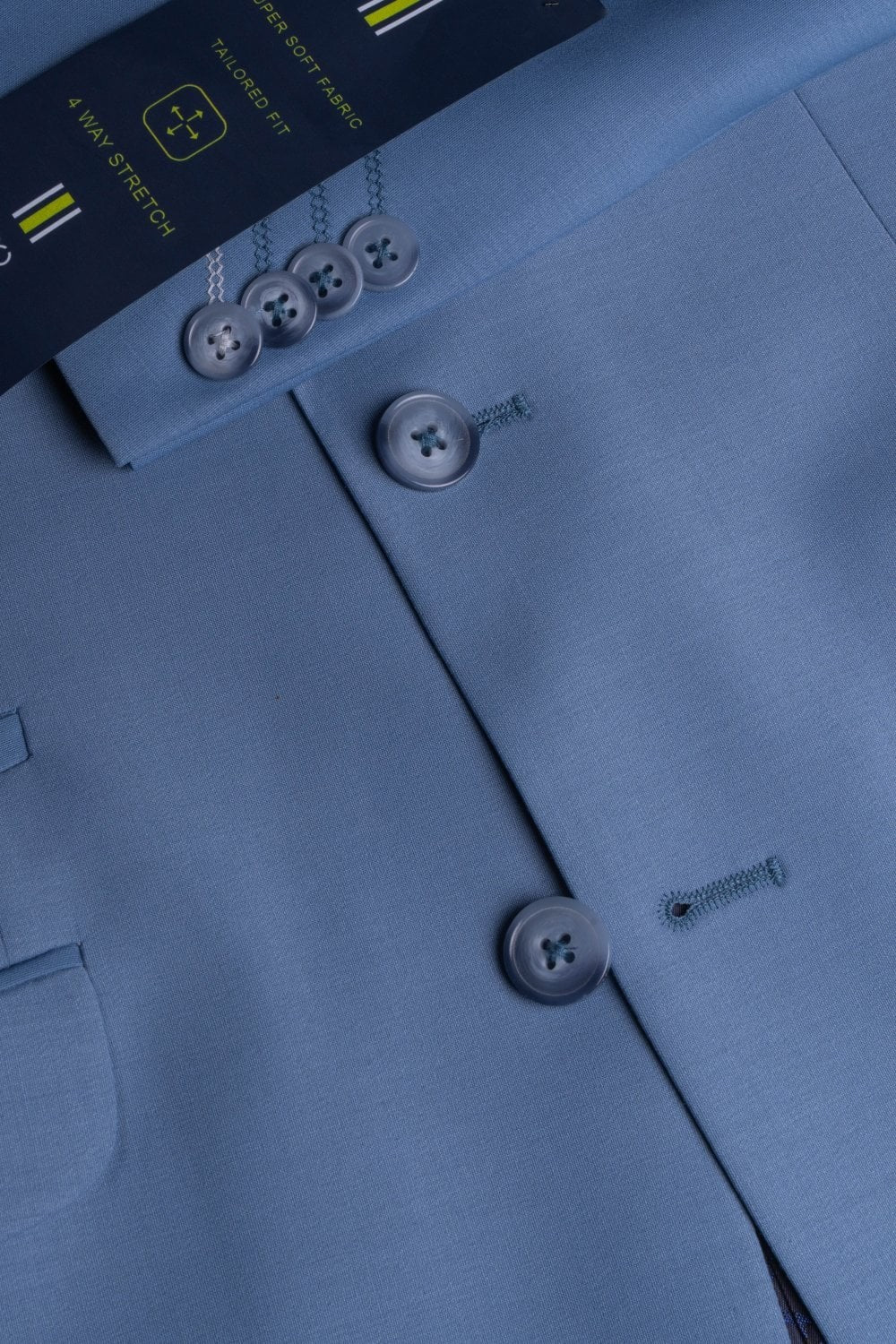 Men's Wool Blend Slim Fit Suit Jacket- BOND - Ocean Blue - Image 5