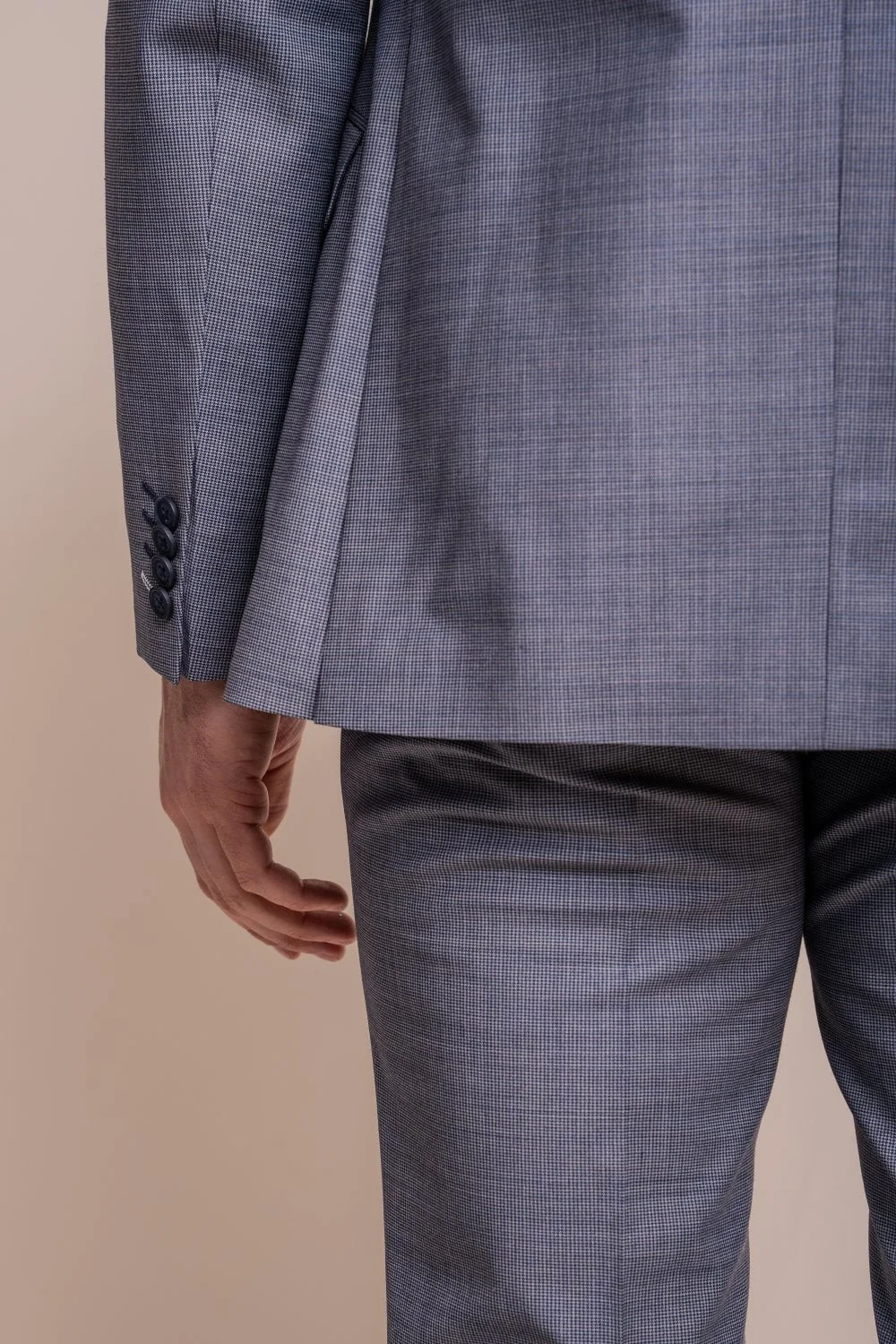 Men's Wool Blend Slim Fit Suit Jacket- BOND - Puppytooth Grey - Image 4