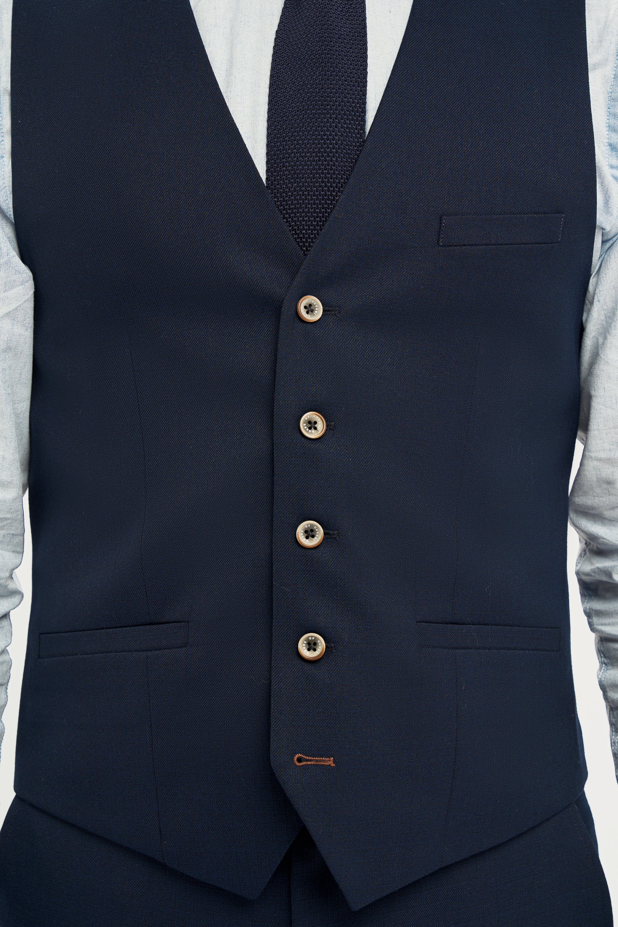 Men’s Slim Fit Textured Formal Waistcoat - Tropez - Navy - Image 4