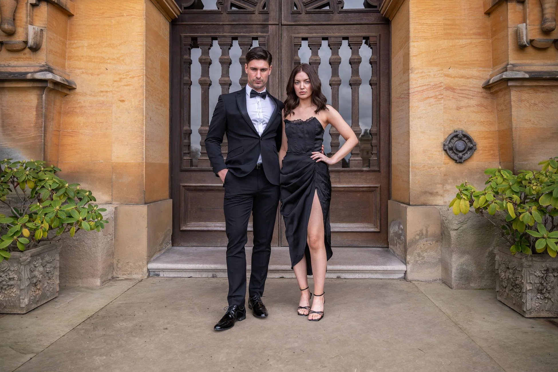 Men's Slim Fit Tuxedo Black Trousers - Black - Image 5