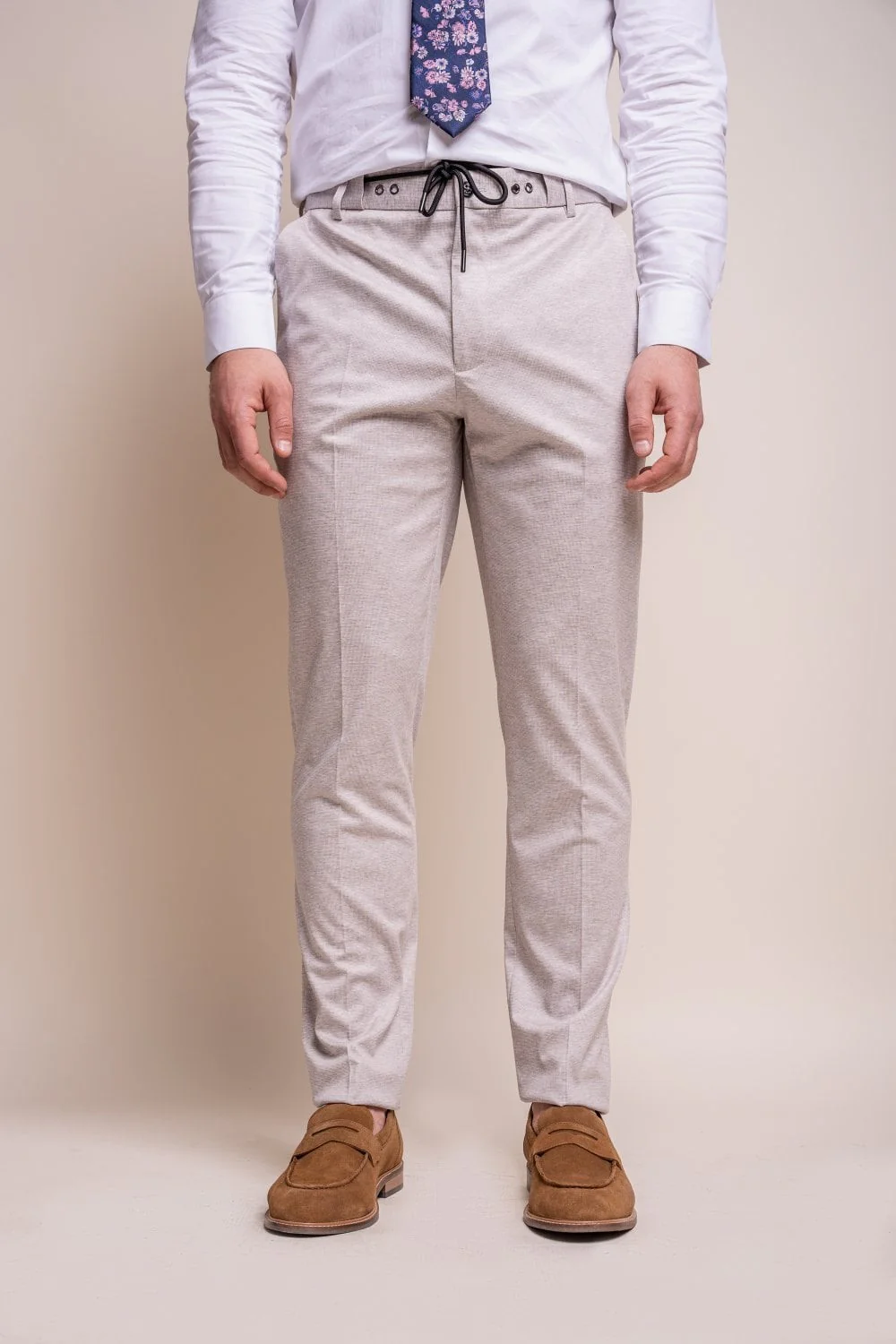 Men's Slim Fit Formal Beige Suit - VALENCIA Ecru - Beige Ecru - Image 8