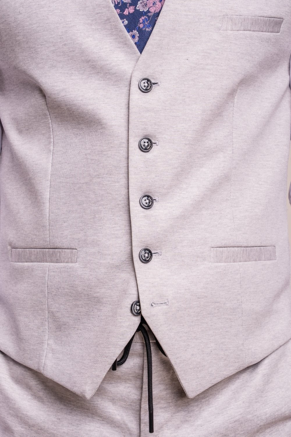 Men's Slim Fit Formal Beige Waistcoat - VALENCIA Ecru - Beige Ecru - Image 4