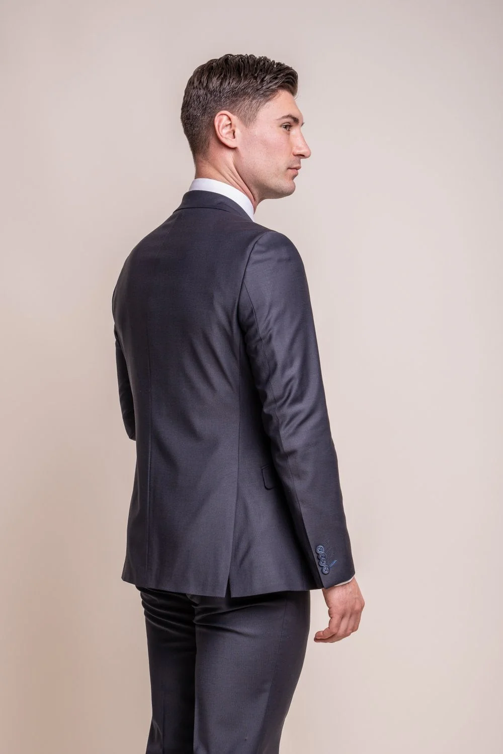 Men’s Wool 3-Piece Slim Fit Formal Suit - Bond – Midnight Blue - Image 3