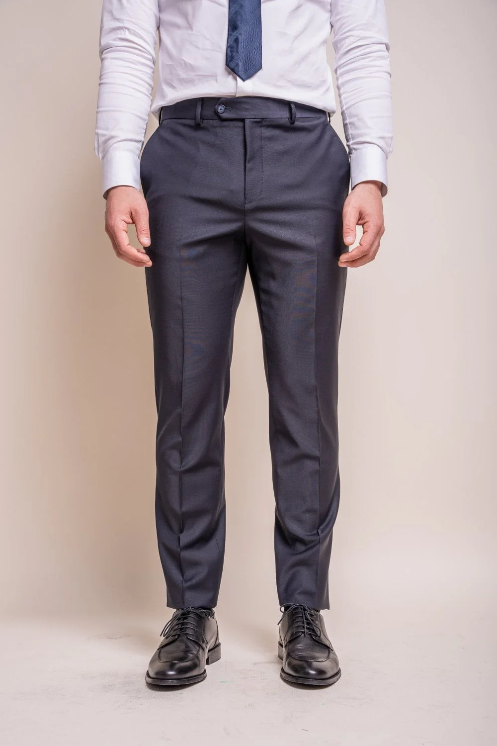 Men’s Wool 3-Piece Slim Fit Formal Suit - Bond – Midnight Blue - Image 7